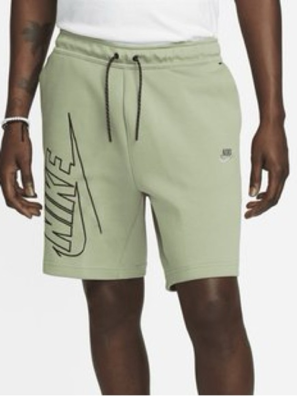 Nike Men's Olive Drawstring Athletic Shorts with Graphic Logo size large